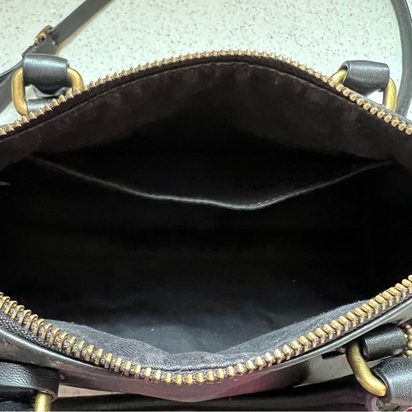 COACH Black Rowan Crossgrain Leather Crossbody Boston Gold Studs Purse Bag - Picture 9 of 13